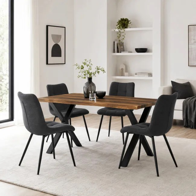 Jedálenský stôl 160x90 cm HT-F4316 OLW staré drevo / čierne nohy