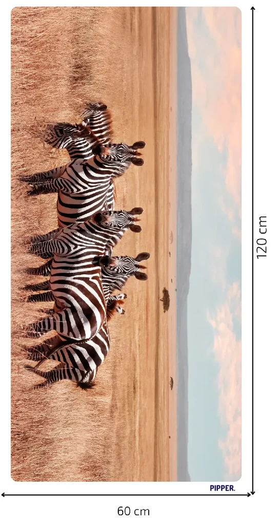 PIPPER. Samolepiaca textilná tapeta - Zebry v afrike