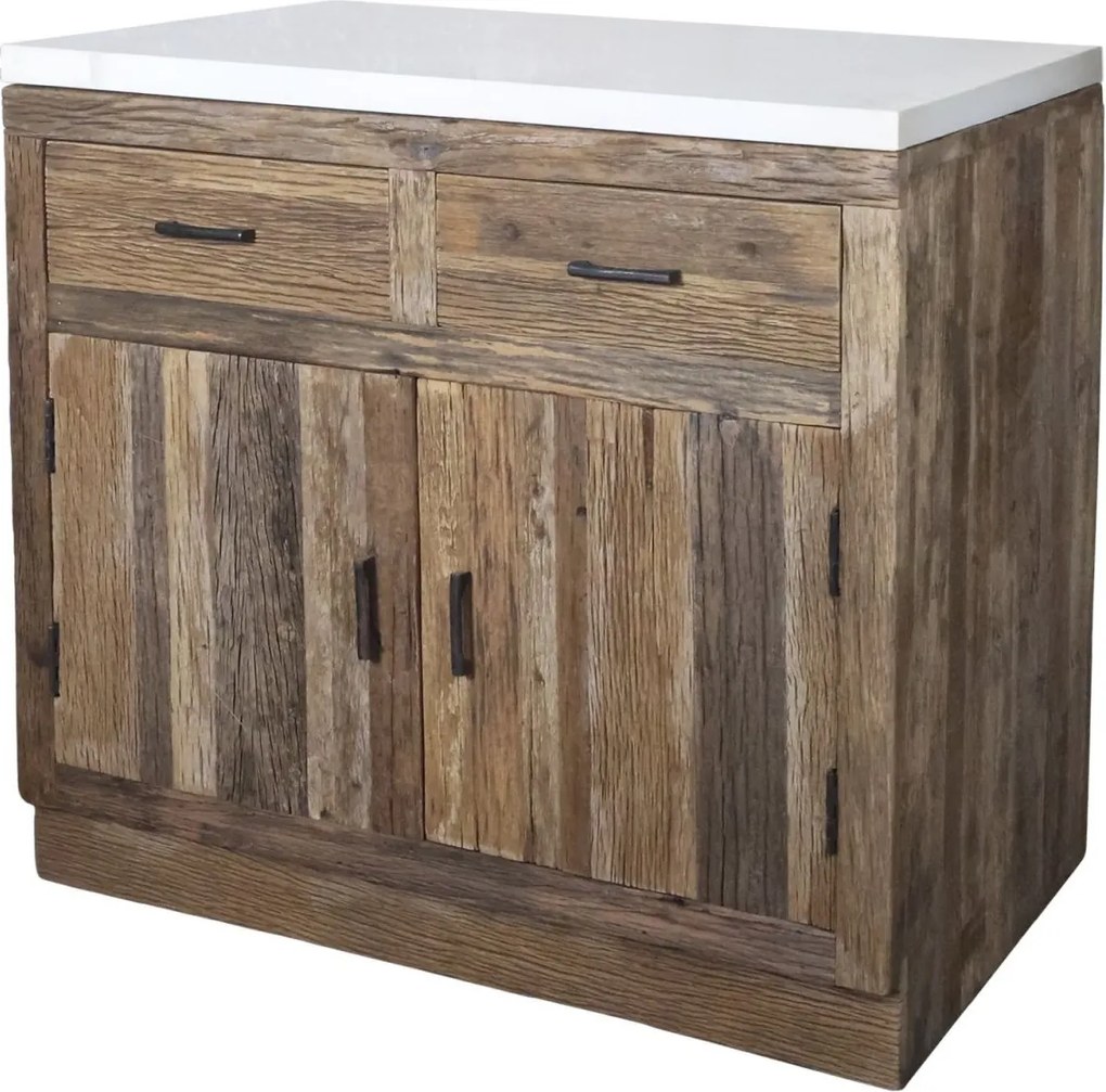 Hnedá antik komoda s mramorovou doskou Grimaud – 95*60*97 cm