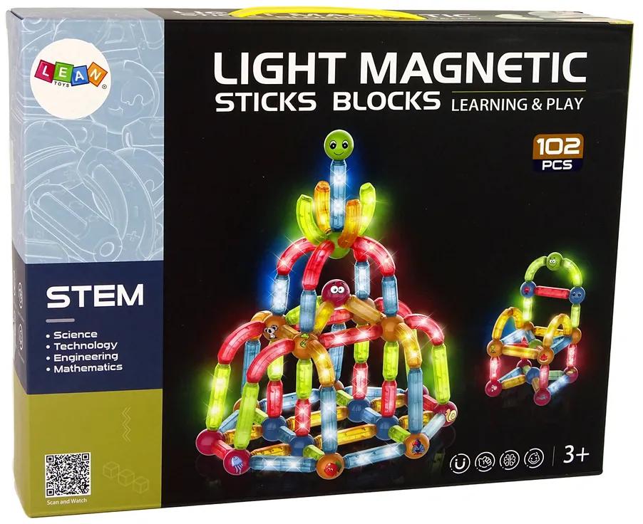 Lean Toys Svietiace magnetické bloky - 102 prvkov