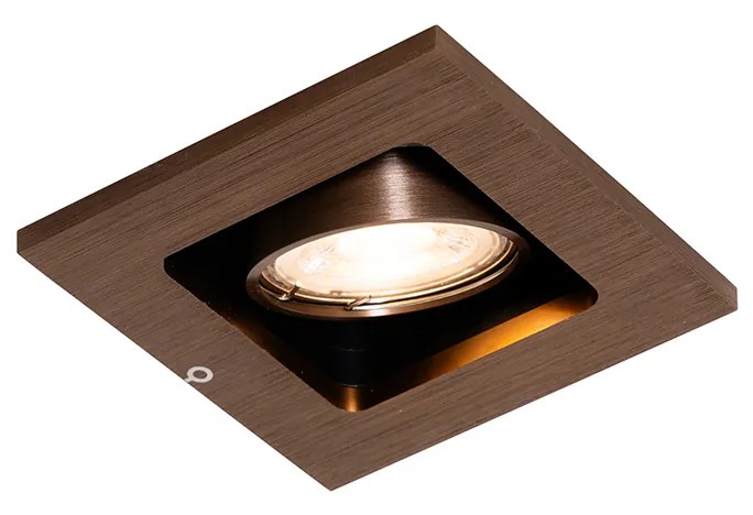 Inteligentné zapustené bodové svietidlo tmavý bronz, naklápacie a otočné, vrátane Wifi GU10 50mm - Qure