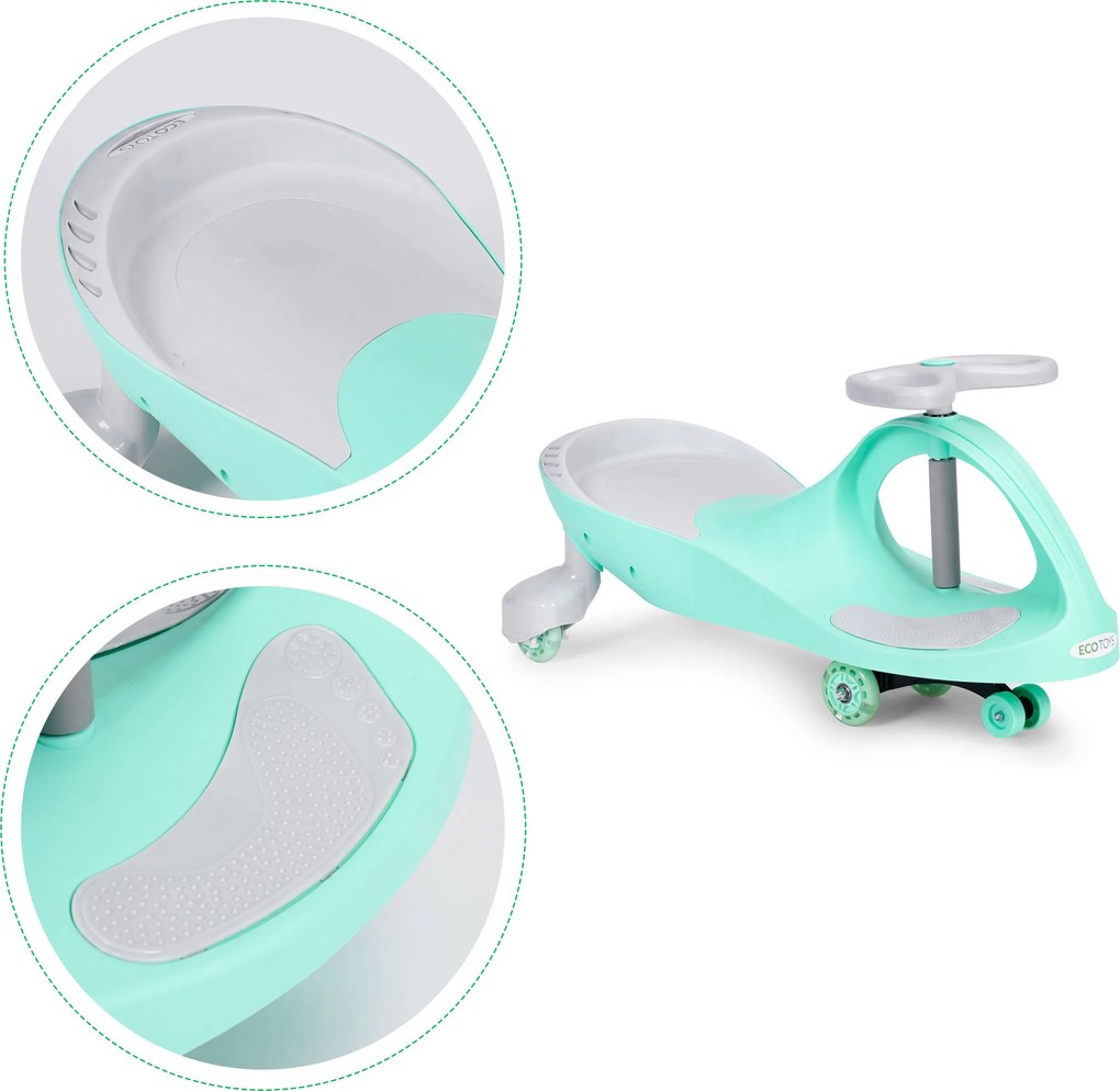 ECOTOYS gravitačné odrážadlo pre deti 3+ LED kolesá zelené
