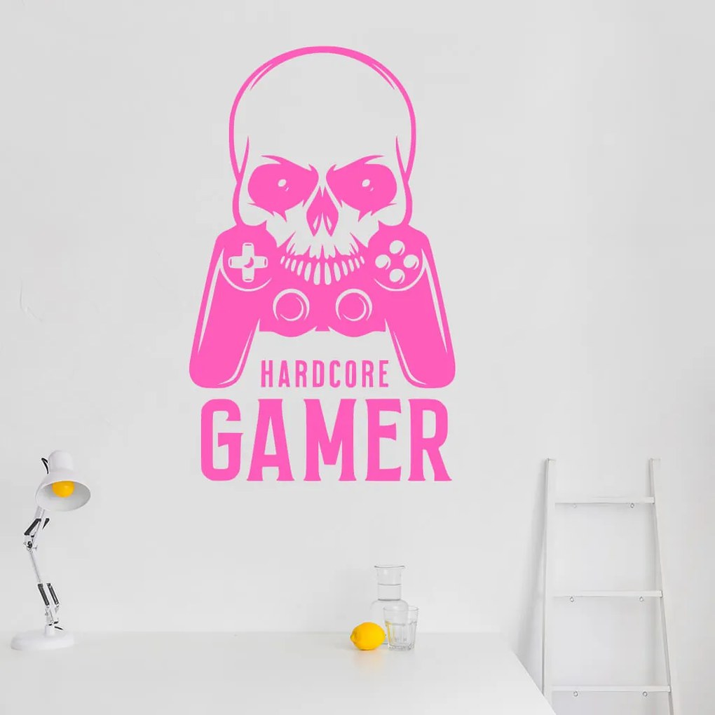 Veselá Stena Samolepka Hardcore Gamer Farba: bílá, Veľkosť: 100 x 61 cm