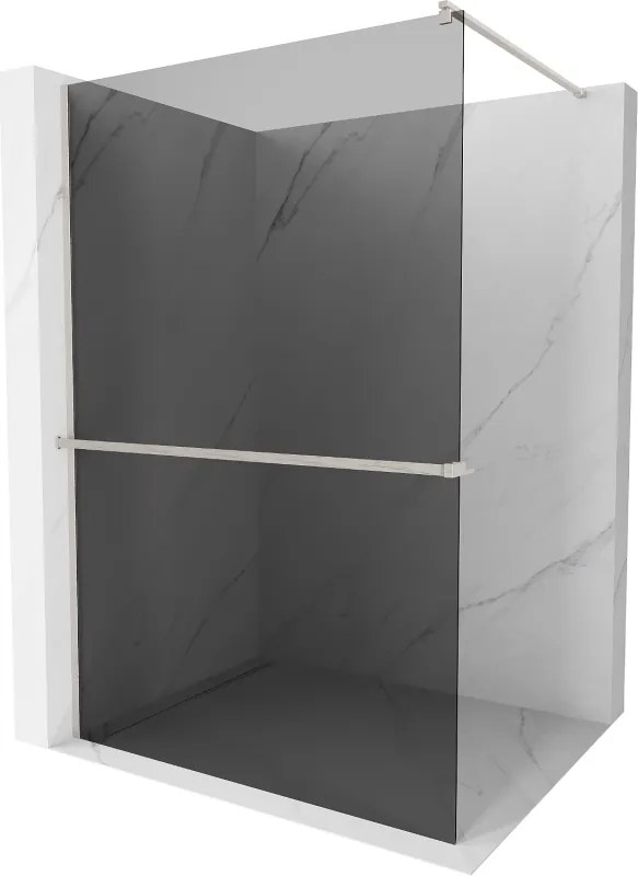 Mexen Kioto+, sprchová zástena Walk-In s poličkou a vešiakom 120 x 200 cm, 8mm šedé sklo, brúsená oceľ profil, 800-120-121-97-40