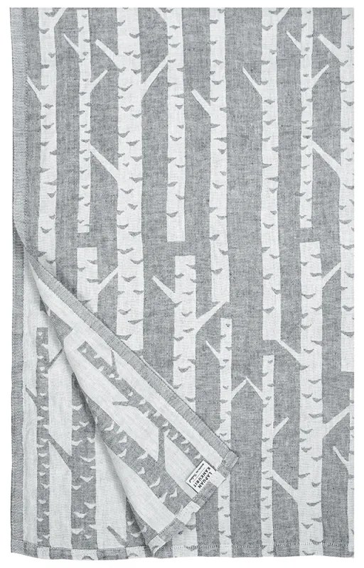 Ľanový uterák Koivu, čierno-biely, Rozmery 95x150 cm