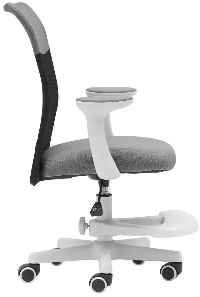 Detská stolička Neoseat MONKEY WHITE s podnožou — látka, biela / svetlo sivá