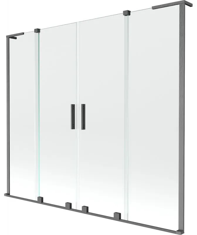 Mexen Velar L Duo, 2-krídlová posuvná vaňová zástena 200 x 150 cm, 8mm číre sklo, brúsený grafit, 896-200-003-02-66