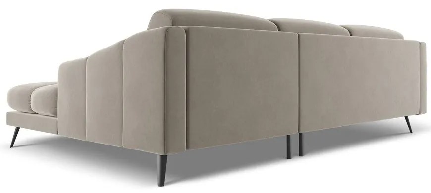 Béžová zamatová rohová pohovka (pravý roh) Nalu – Makamii