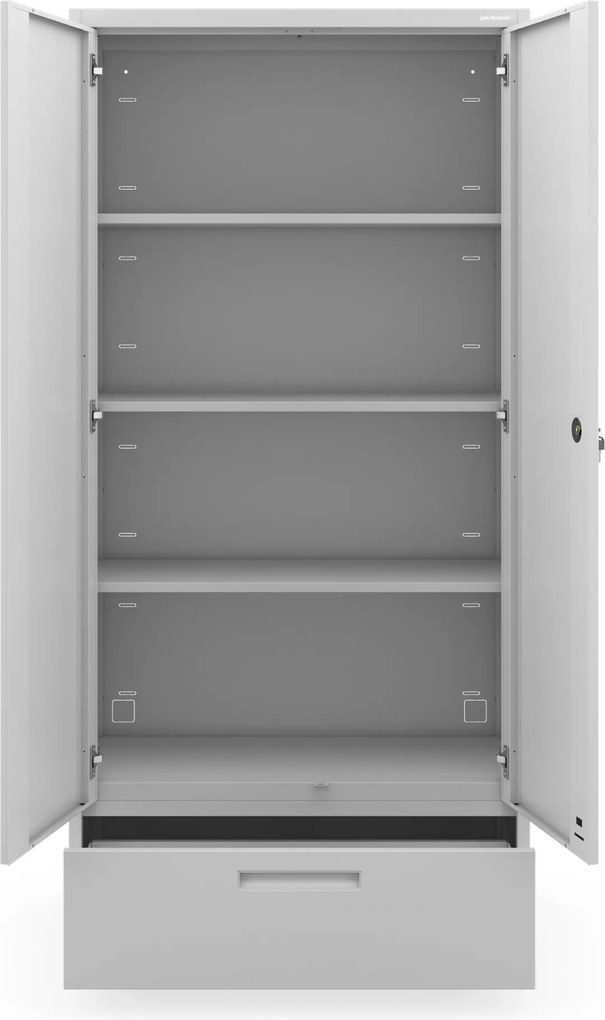 Modulárna kovová multifunkčná skriňa so zásuvkou sivá MEGAN 1850 x 900 x 400 mm