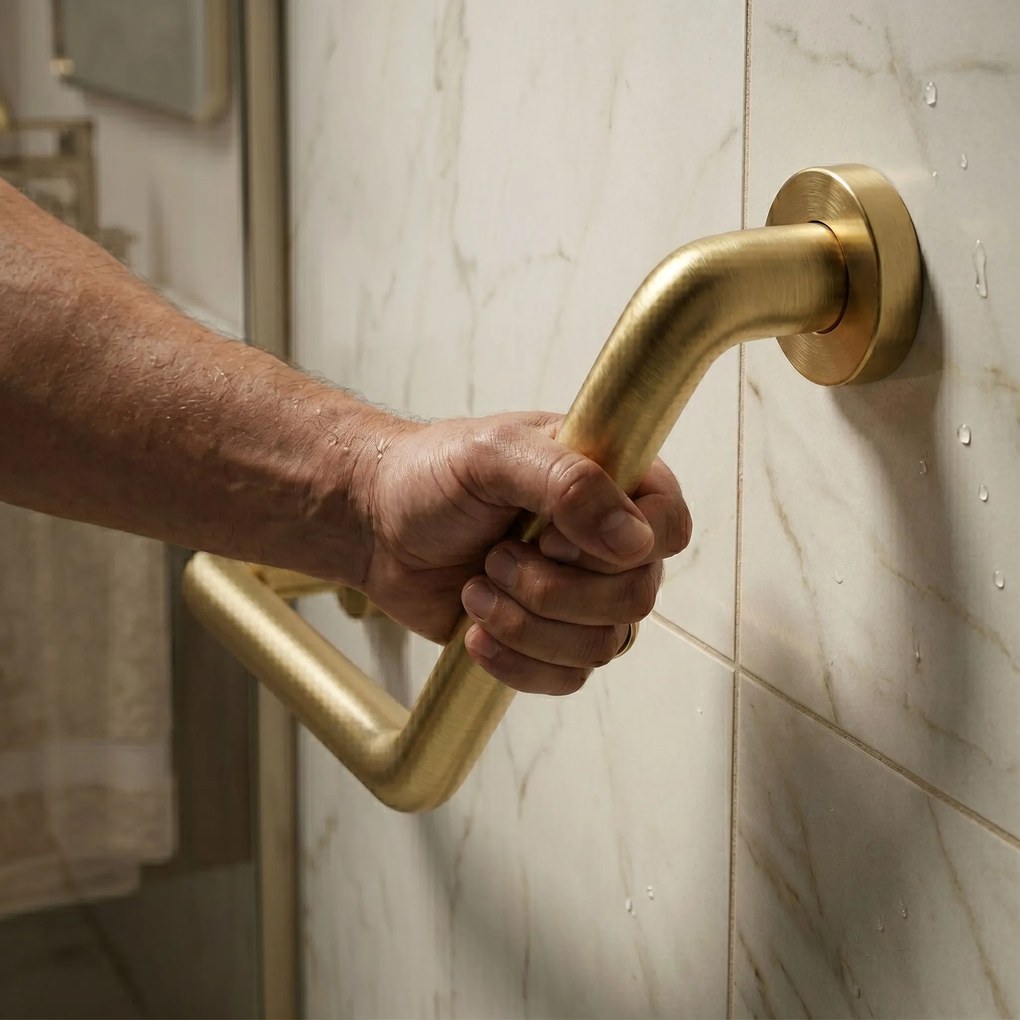 Rea Rea, nástenné kúpeľňové rohové madlo, zlatá matná, REA-91505