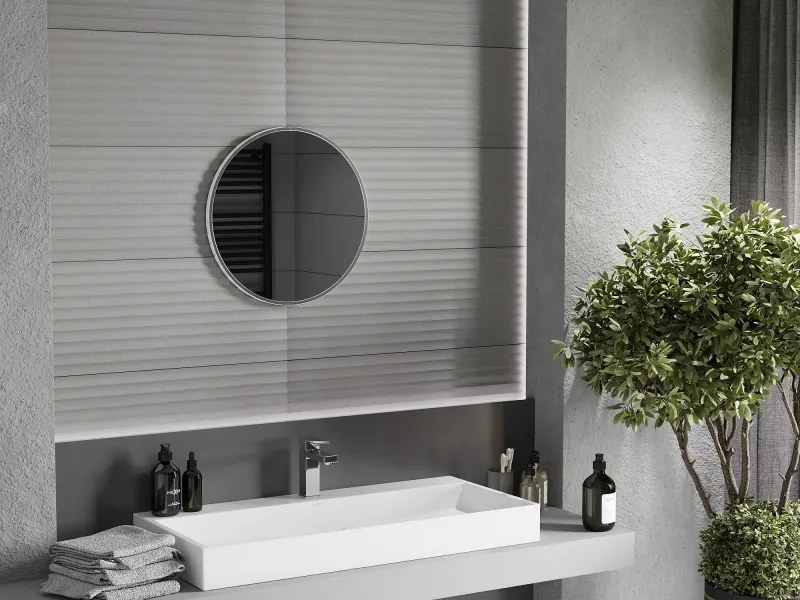 Mexen Loft okrúhle kúpeľňové zrkadlo 50 cm, rám inox - 9850-050-050-000-10