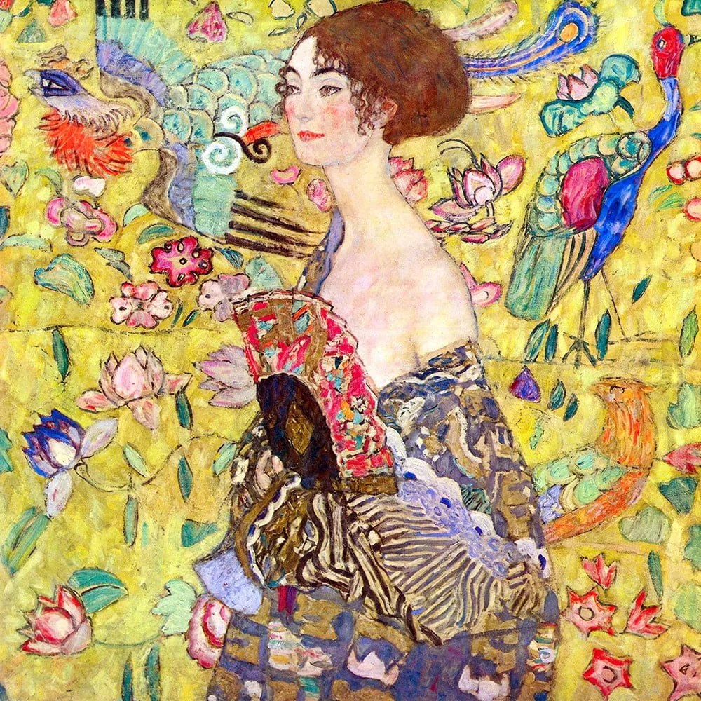 Reprodukcia obrazu Gustav Klimt - Lady With Fan, 50 x 50 cm