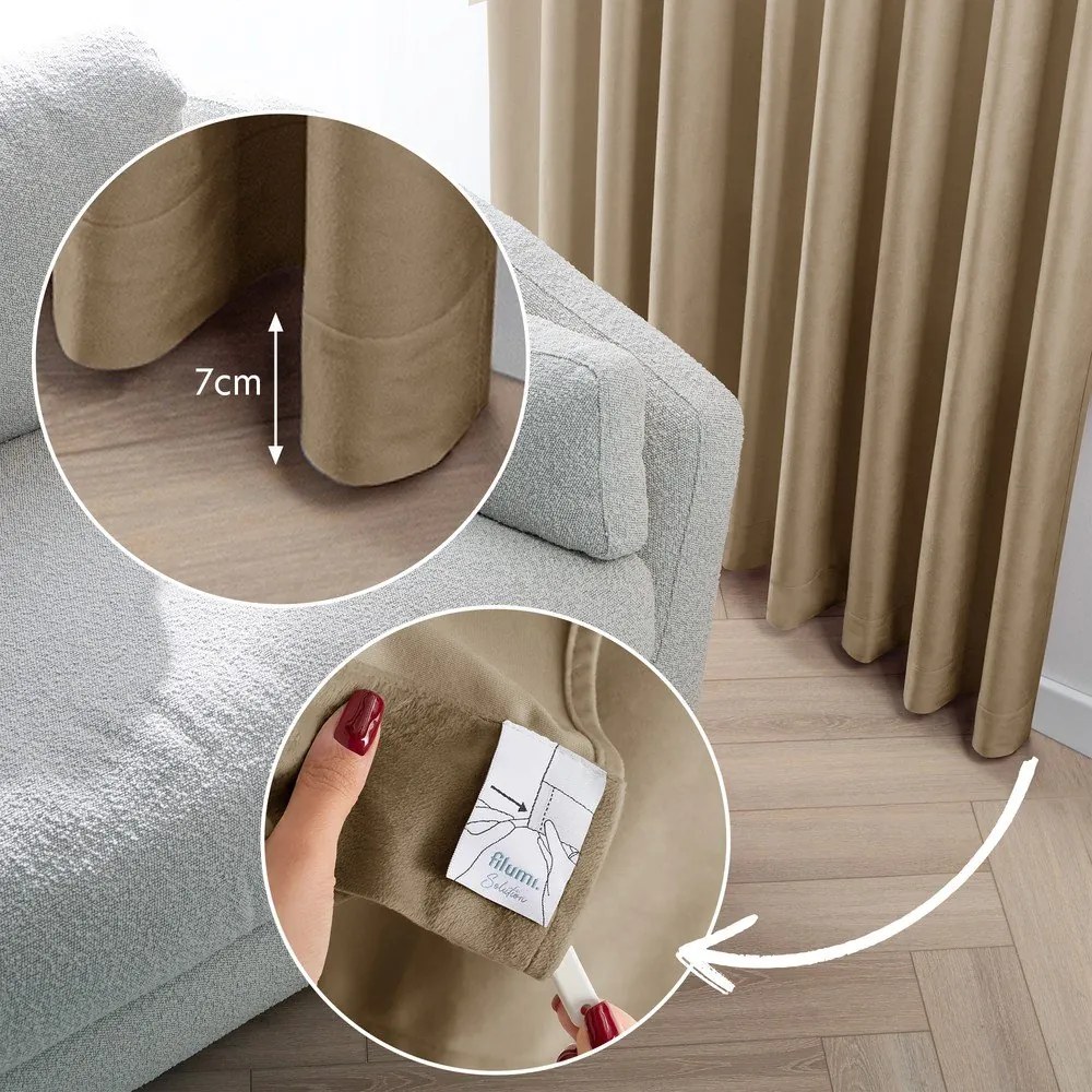 Béžový zamatový dimout záves 265x175 cm Velto – Filumi