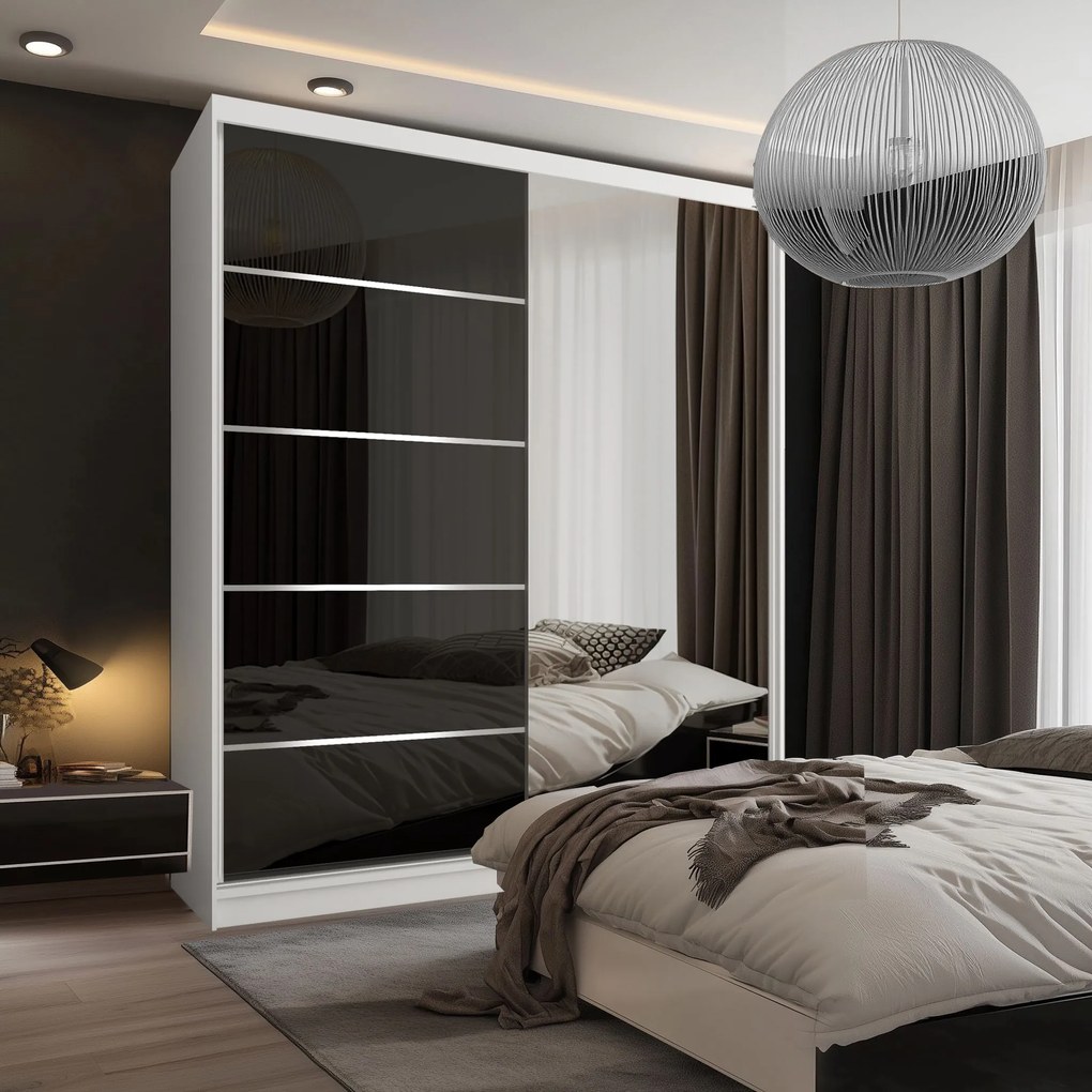 Šatníková skriňa SERENITY 158 cm čierny lesk MGB SERENITY SZP7/0/W/B/0/HIAL