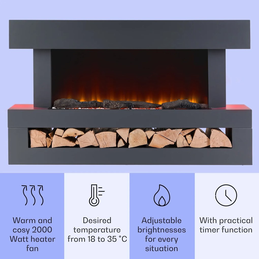 Klarstein Studio Light & Fire 3 Smart, krb, 1000/2000 W, MDF, WiFi Control