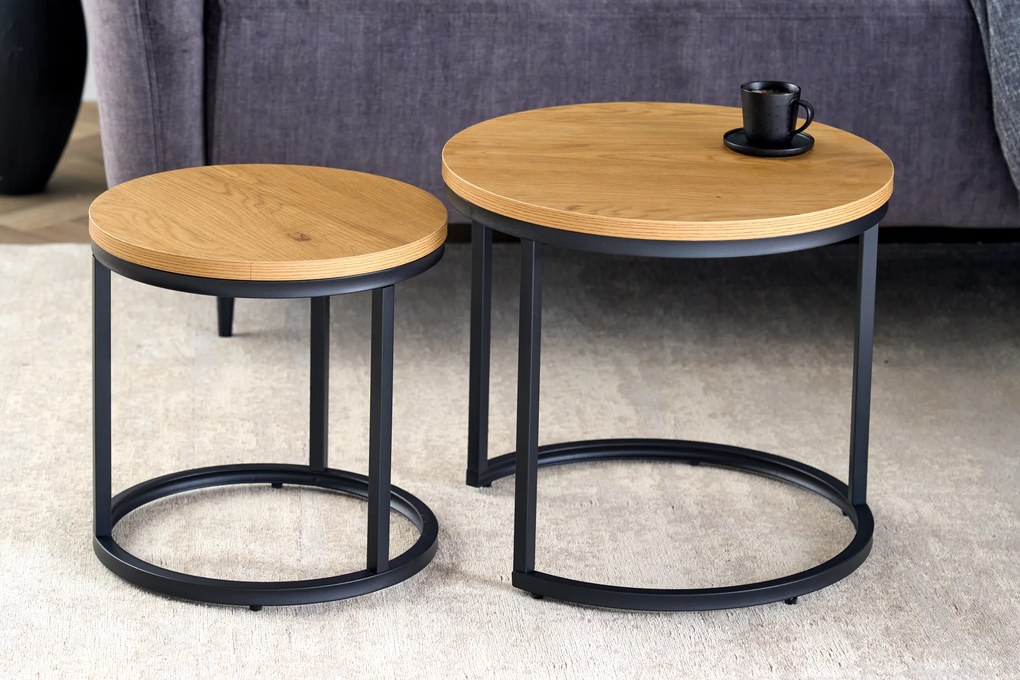 Príručný stolík Elegance set 2 ks 45cm divoký dub