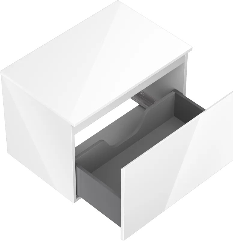 Mexen Orio, kúpeľňová skrinka 70 cm s hornou časťou, 1 zásuvka, biela lesklá, 91A10-07047-1-BFC00
