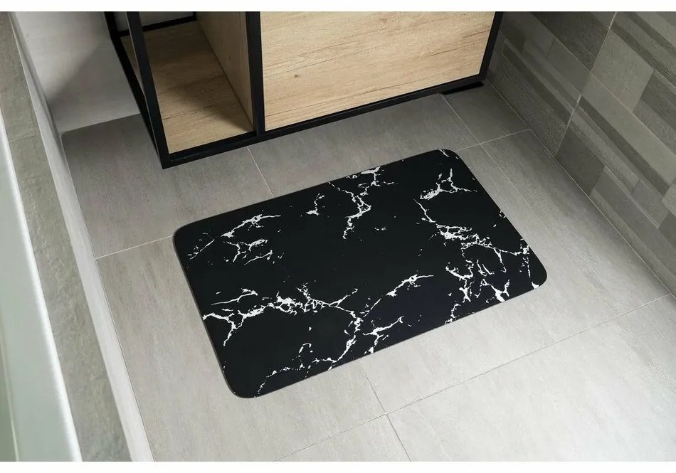 AQUALINE PCD011 kúpeľňová predložka 50 x 80 cm, čierna/mramor