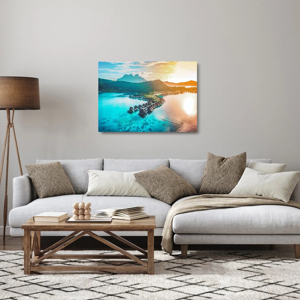 Sklenený obraz - Bora Bora (70x50 cm)
