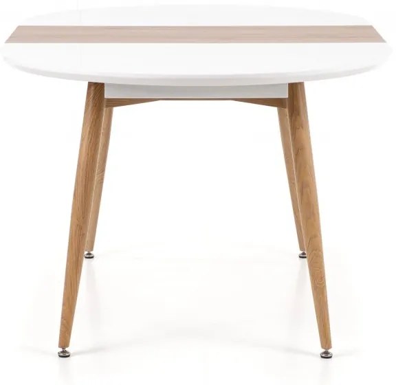 Oválny rozkladací jedálenský stôl Edward 120/200 cm biely/dub San remo