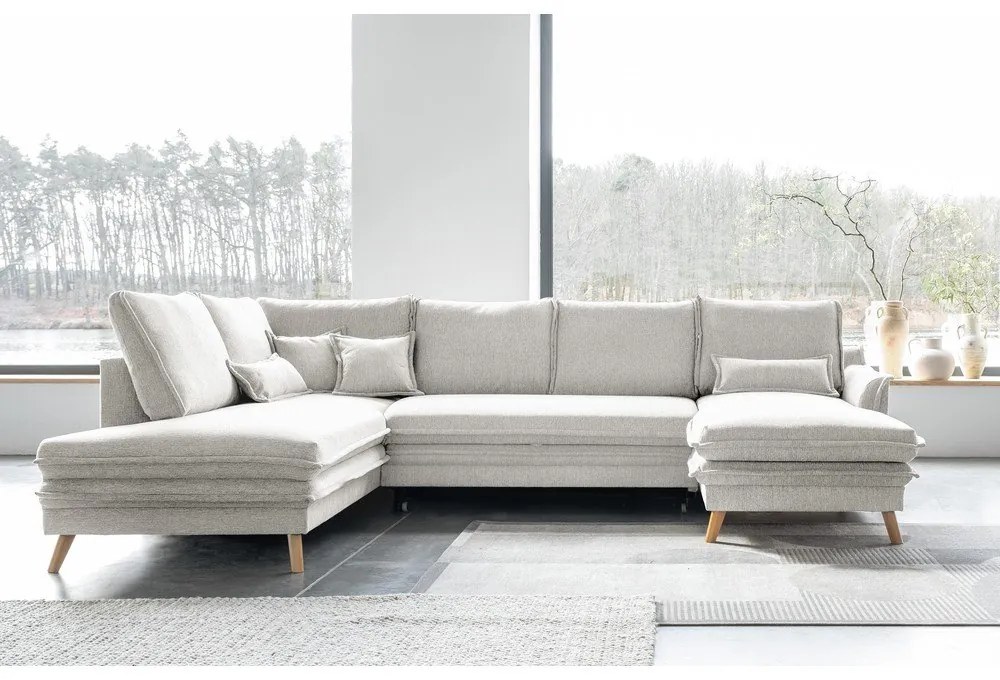 Béžová rozkladacia rohová pohovka (ľavý roh/do tvaru "U") Charming Charlie – Miuform