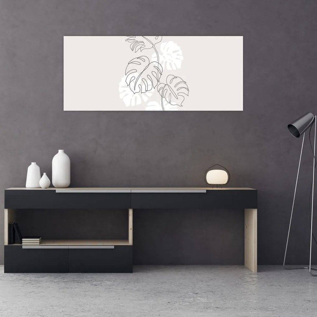 Obraz - Line art monstera N⁰3 (120x50 cm)