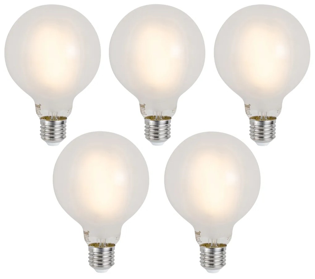 Sada 5 ks Inteligentné stmievateľné LED žiarovky E27 G95 matné 7W 806lm 2700-6500K