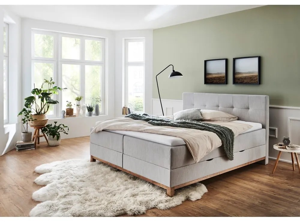Svetlosivá boxspring posteľ s úložným priestorom 180x200 cm Catania - Meise Möbel