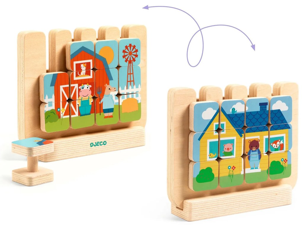 Drevená skladacia hra – domčeky