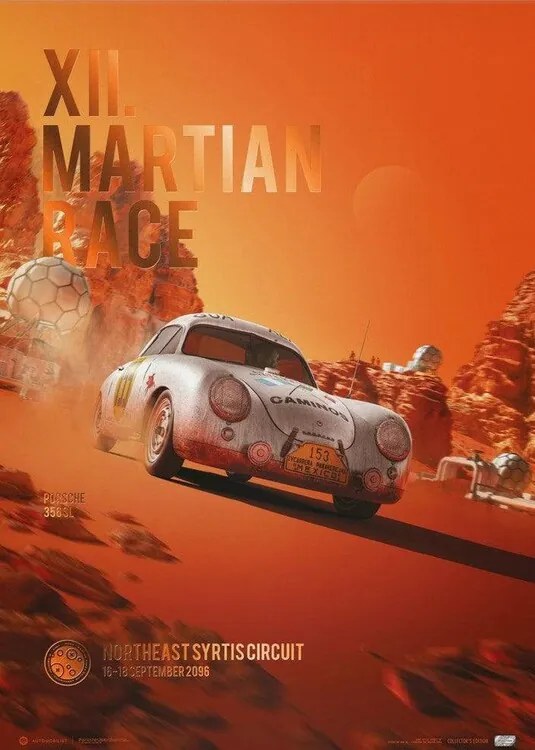 Umelecká tlač Porsche 356 SL - Future - XII. Martian Race - 2096, Automobilist