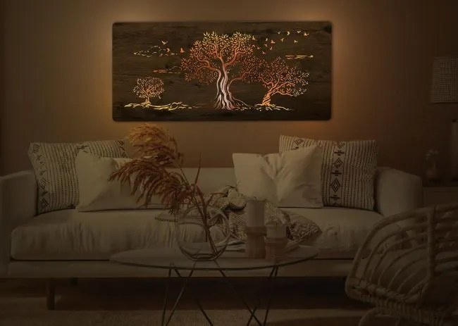 Obraz s led podsvietenim Tri olivy na batériu