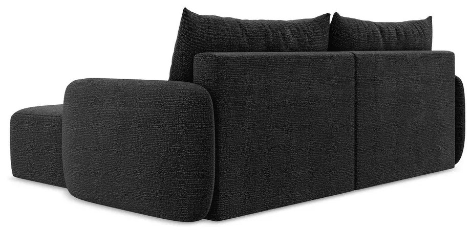 Čierna rozkladacia/s úložným priestorom rohová pohovka (pravý roh) Kalena – Makamii