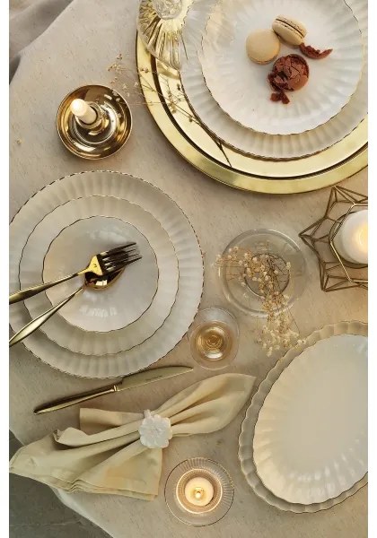 Jedálenská súprava 27 ks biela/zlatá/porcelán