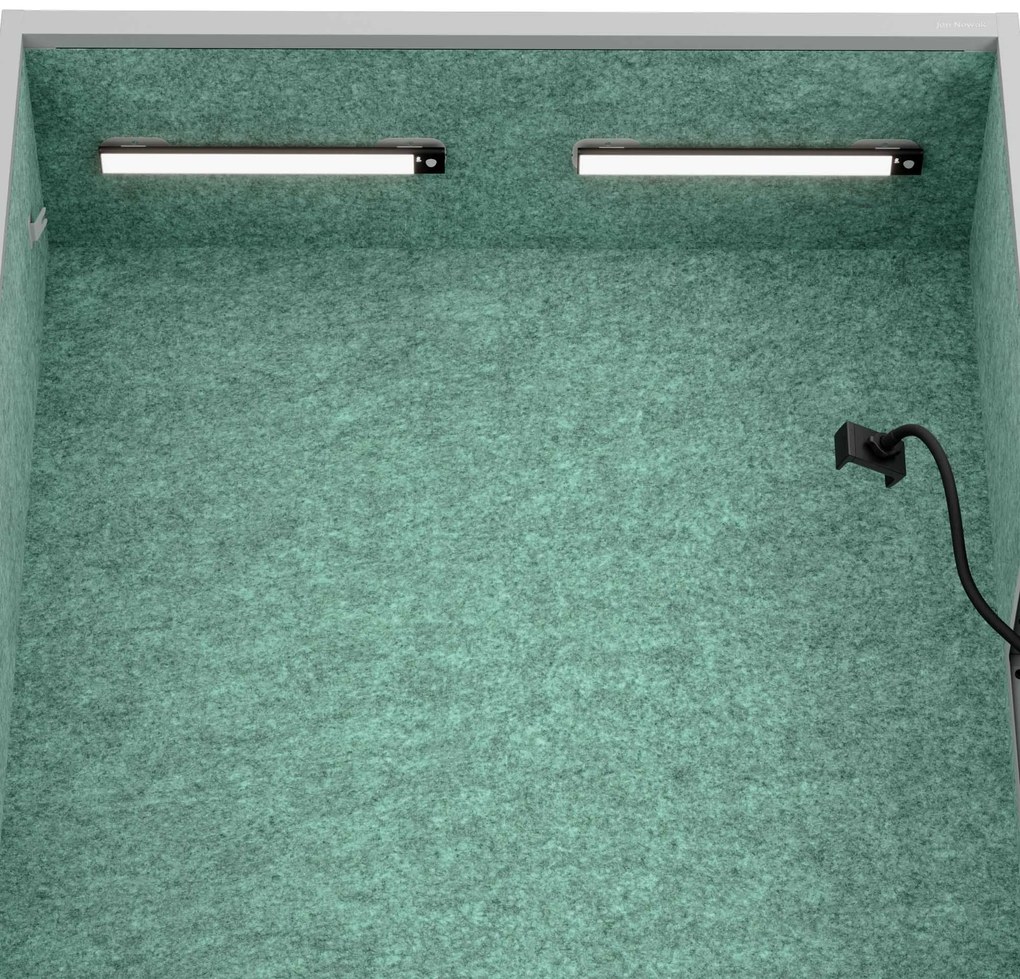 Akustická kabína SALLY MentalBox 1150 mm – sivý korpus, zelené sedadlo