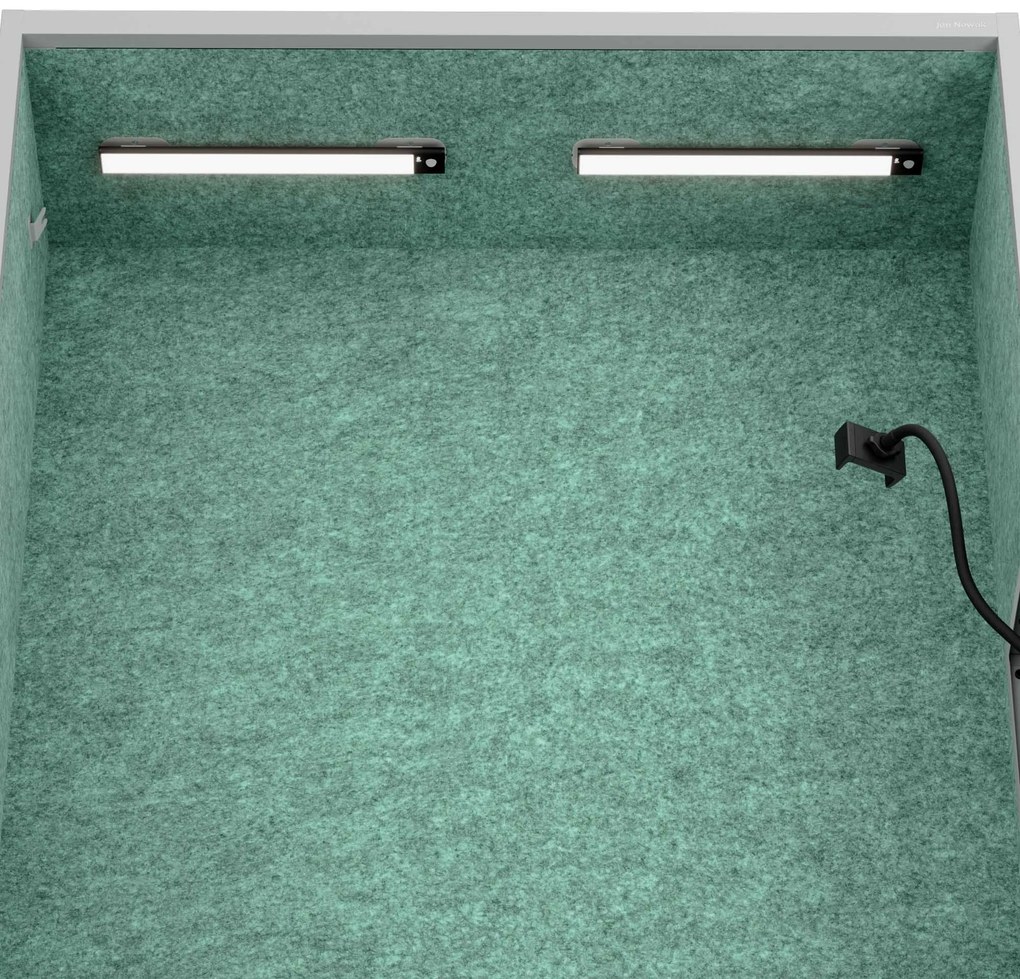 Kancelárska akustická kabína so sedadlom a portom USB-C, telo v sivý farbe / sedadlo v zelenej farbe, 1150 mm: SALLY MentalBox