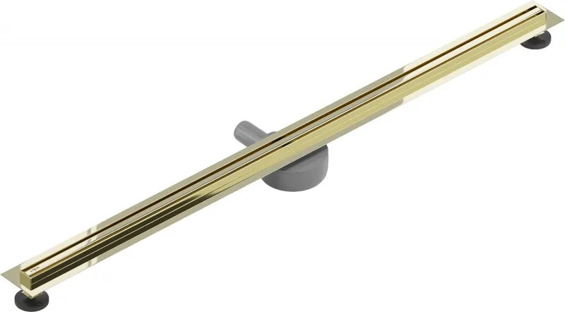 MEXEN Flat nerezový sprchový žľab s rotačným 360° sifónom 130 cm, vzor SLIM, zlatá, 1541130