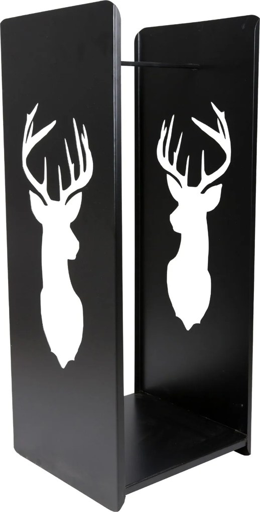 Kovový stojan na drevo Deer, 40x100 cm, čierna
