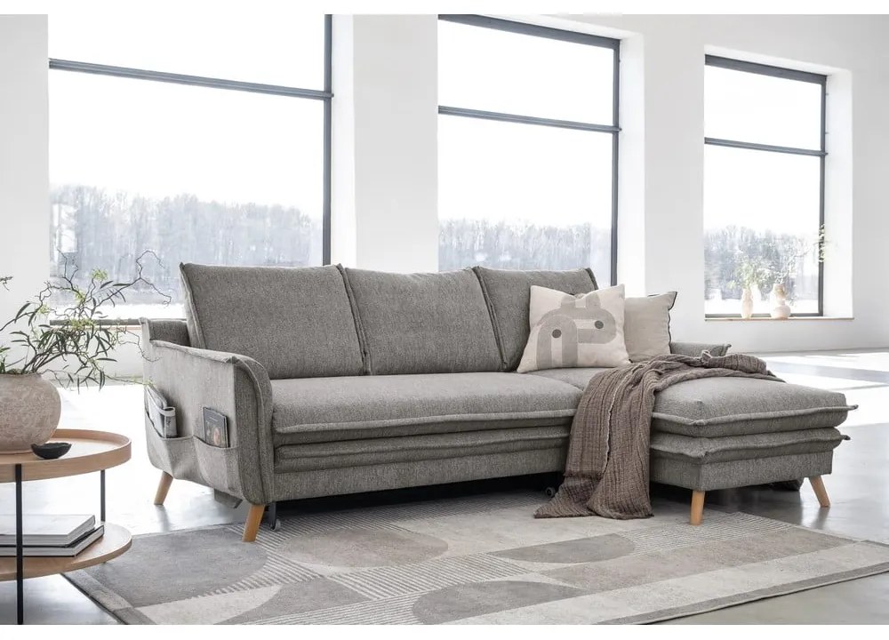 Sivá rozkladacia rohová pohovka (pravý roh) Charming Charlie – Miuform