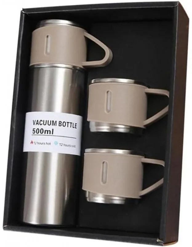 Termoska 500 ml s 3 šálkami HOT&COLD, béžová