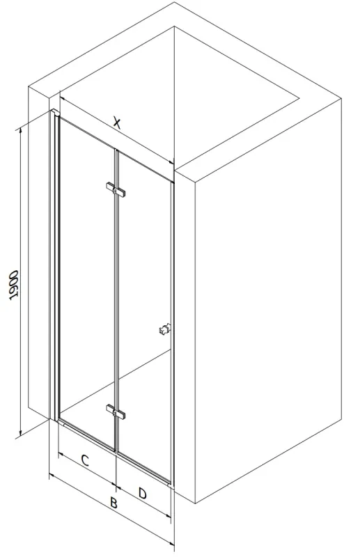 Mexen Lima, skladacie sprchové dvere do otvoru 95 x 190 cm, 6mm číre sklo, chrómový profil, 856-095-000-01-00