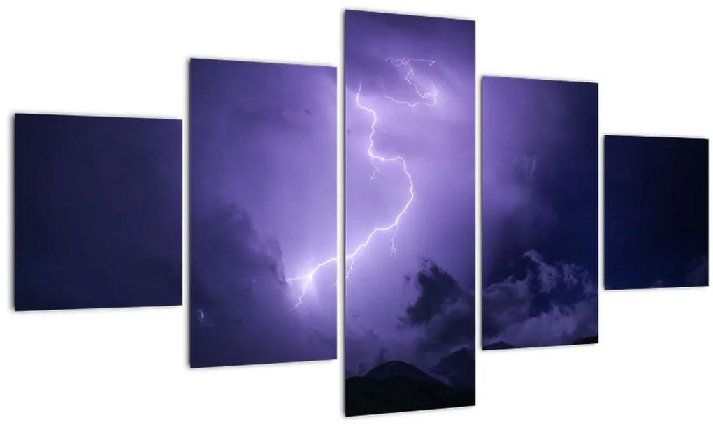 Obraz - fialová obloha a blesk (125x70 cm), 40 ďalších rozmerov