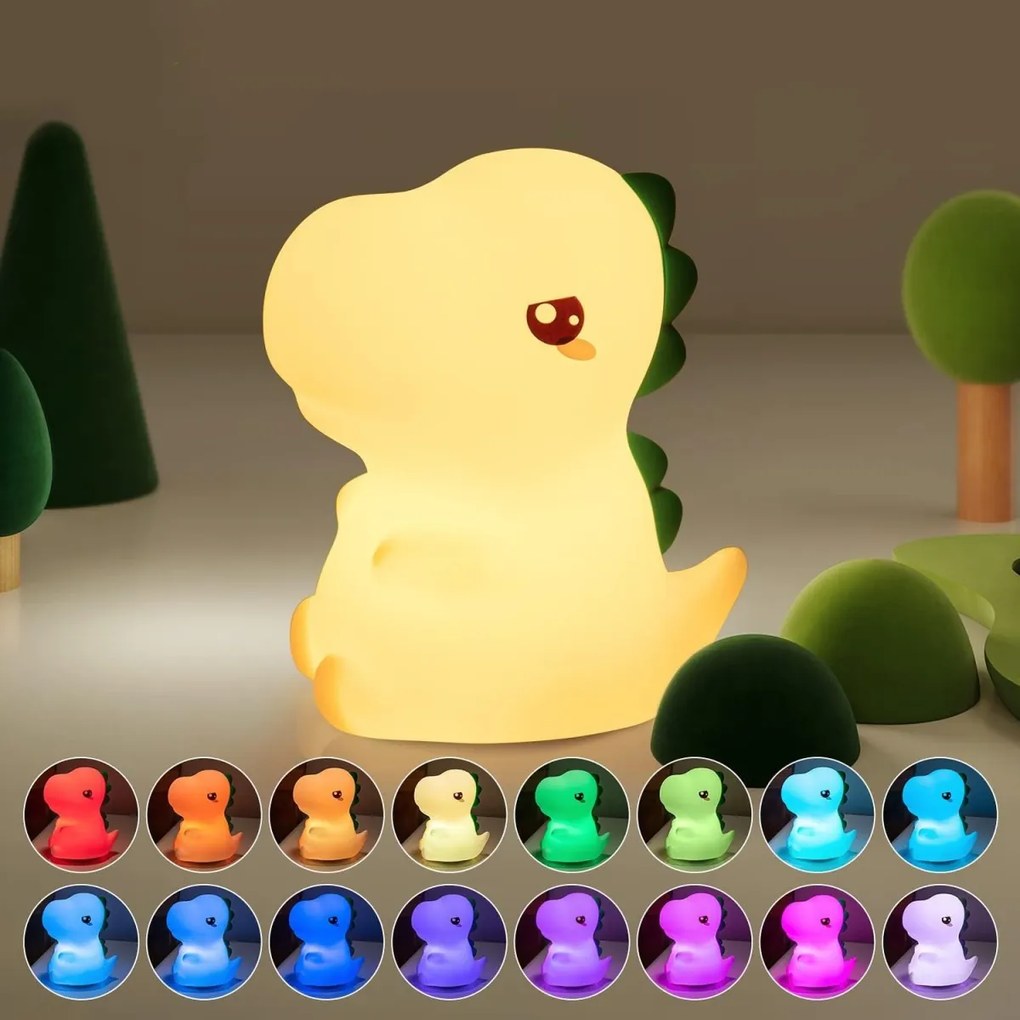 Dětská stolní LED lampa Dino bílá