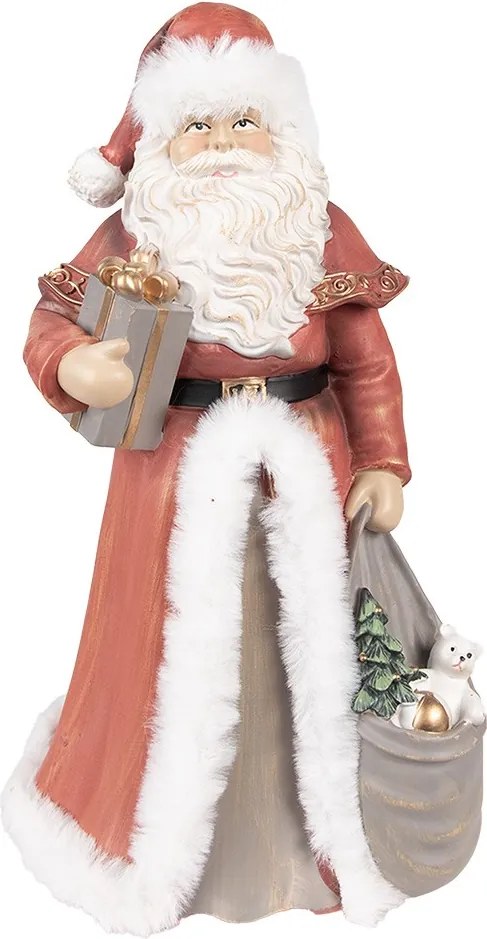 Vianočné dekorácie socha Santa v červenom as darčekmi - 16*16*31 cm