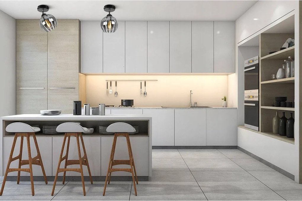 Bodové svietidlo Eliza, 1x sklenené tienidlo so vzorom