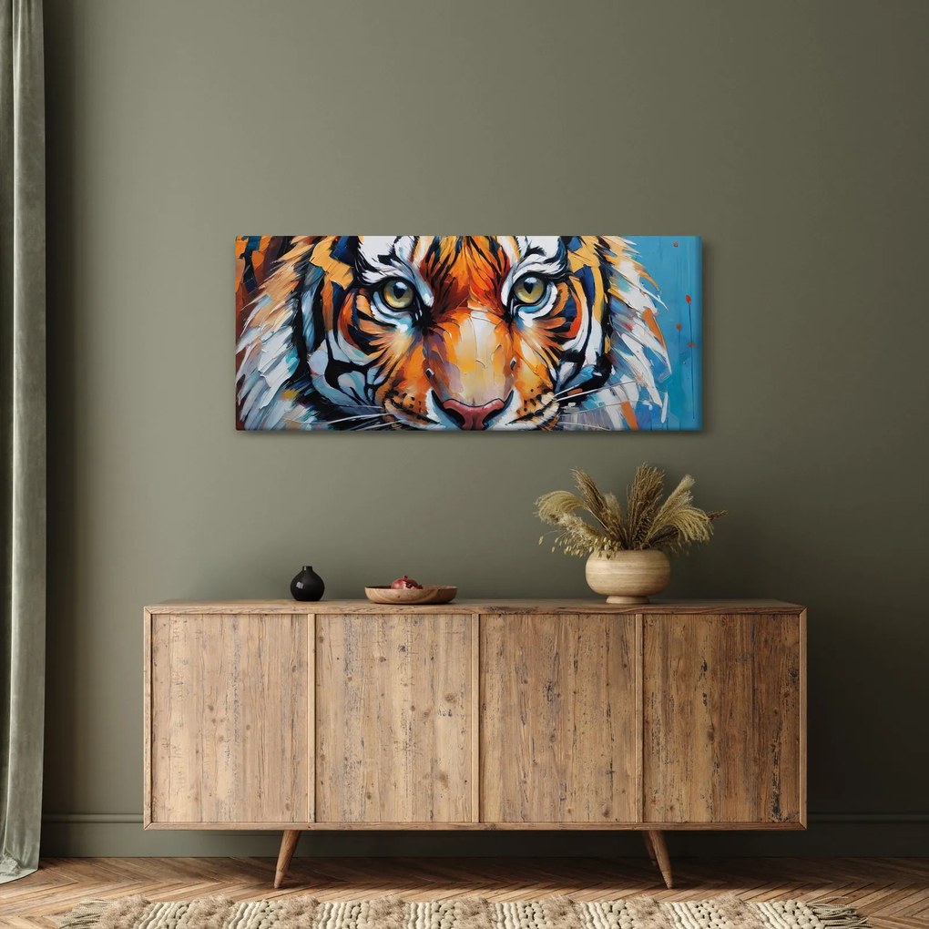 Obraz - Pohľad tigra, maľba (120x50 cm)