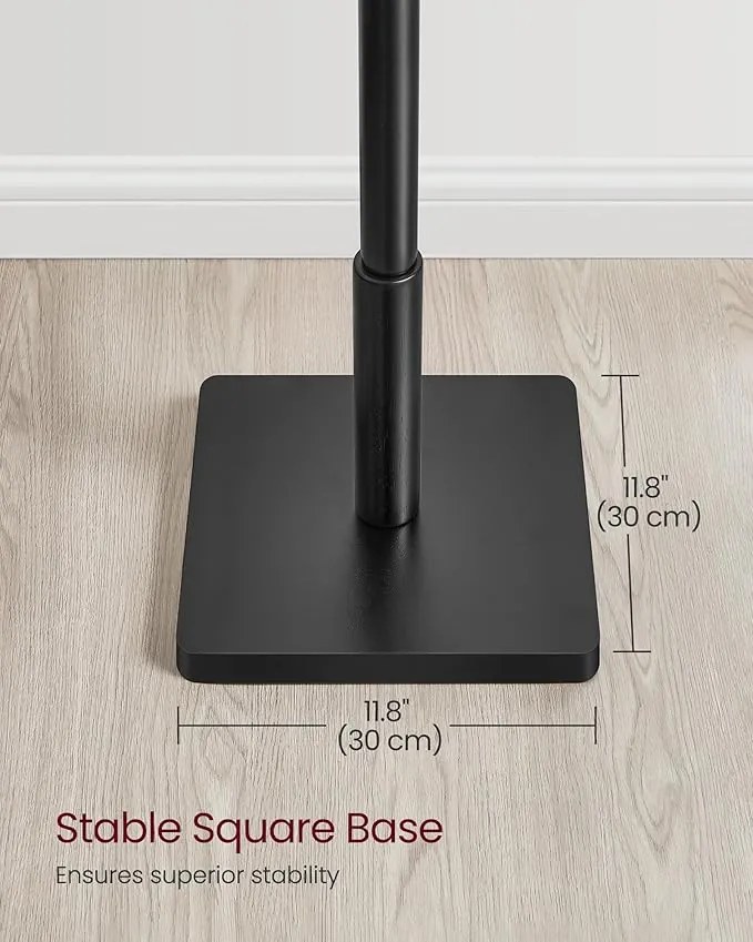 Stojací masívny drevený vešiak s nastavením výšky v čiernej farbe