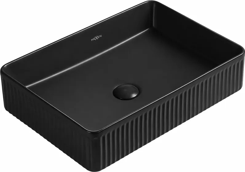 Mexen Grovo umývadlo na dosku ryhované 50 x 34 cm, čierna matná - 22305085
