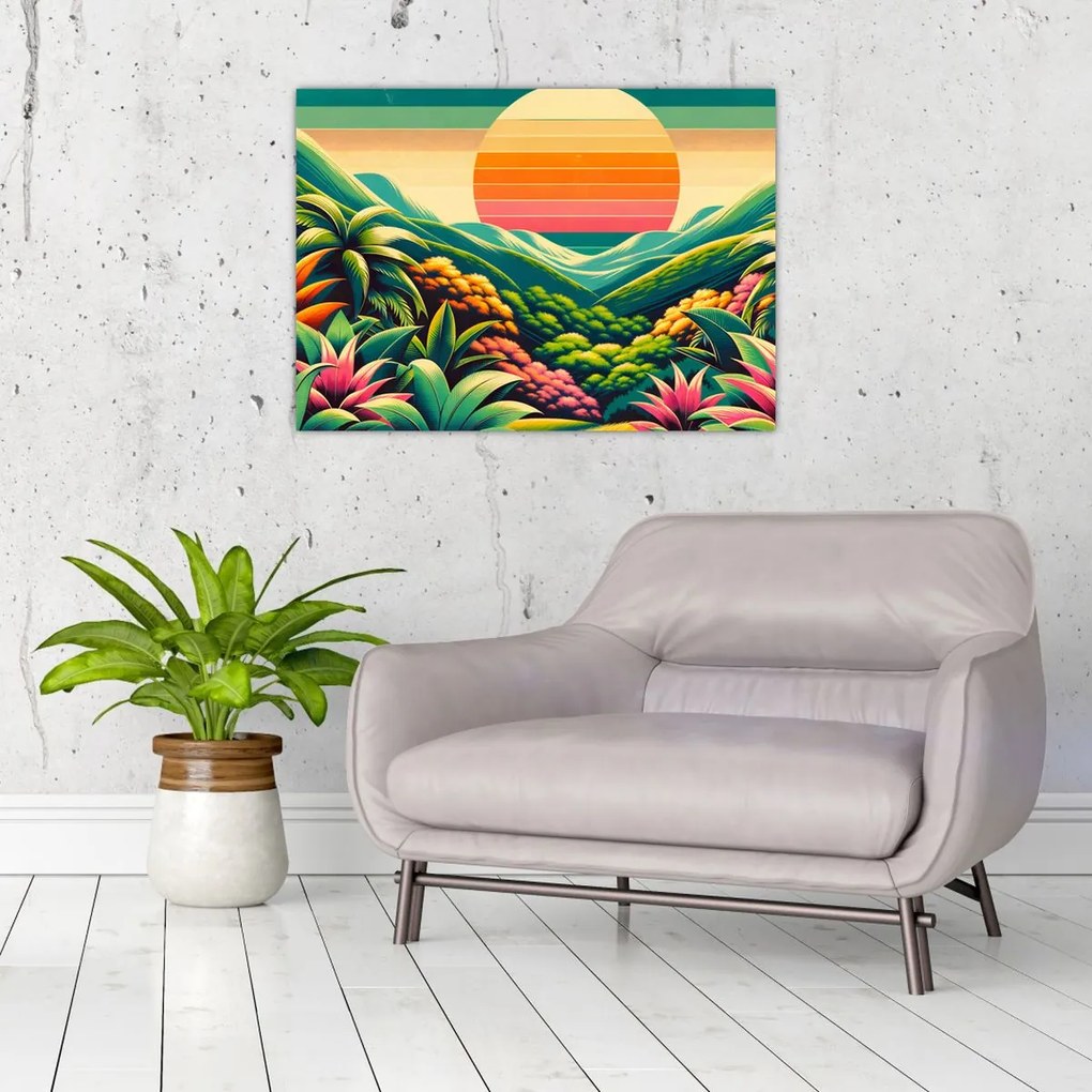 Obraz - Pestrofarebný západ slnka (70x50 cm)