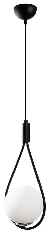 Čierno-biele závesné svietidlo so skleneným tienidlom Mudoni – Opviq lights