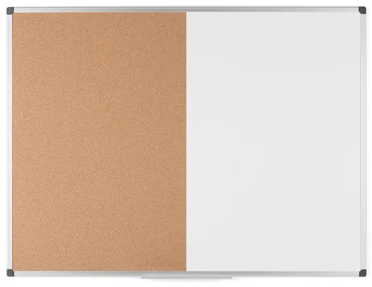 Popisovacia magnetická tabuľa a korková nástenka, kombinovaná, 900 x 600 mm